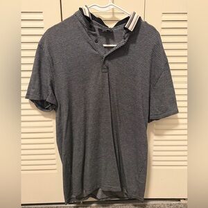 Express Men's Navy Microdot Polo with Contrast Collar